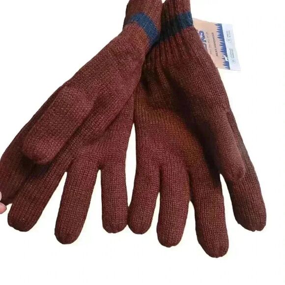 Muk Luks Men's Ox Blood/Navy Acrylic Knit Gloves NEW - Picture 5 of 8